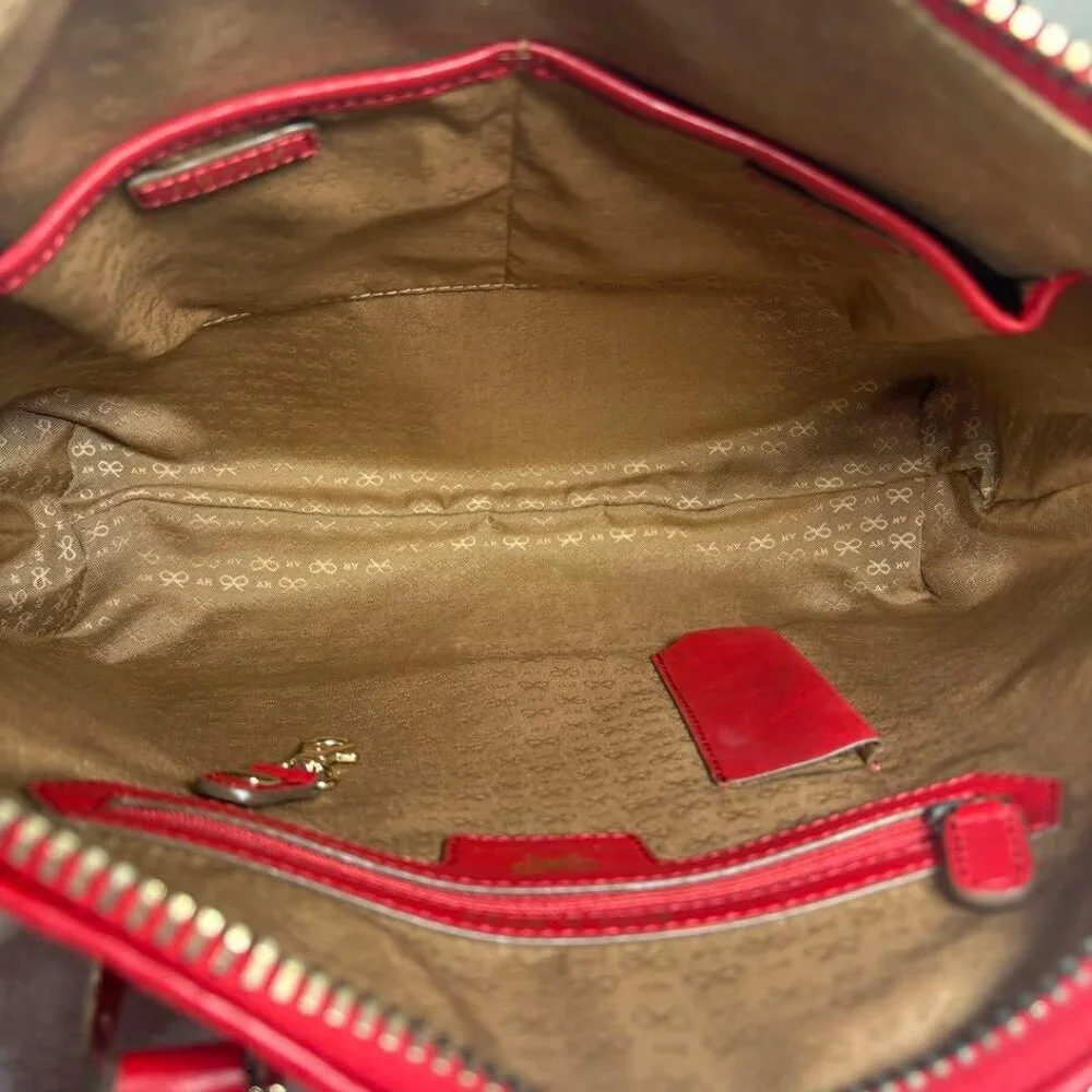 Anya Hindmarch Red Woven Leather Tote Bag Tassel A4 Work Bag Quiet Luxury Statem